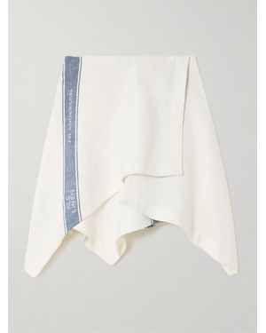 JW Anderson Asymmetric Linen-Jacquard Mini Wrap-Effect Skirt - White