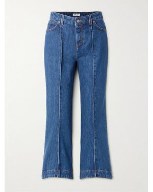 Bally Cropped Paneled High-Rise Flared Jeans - Blue
