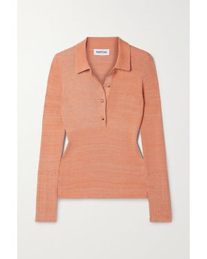 Partow Josie Ribbed Silk And Cotton-Blend Polo Jumper - Pink