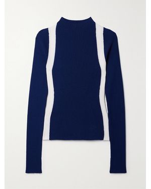 CORDOVA Pista Panelled Ribbed Merino Wool Jumper - Blue