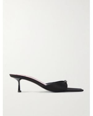 Saint Laurent Daisy 50 Crystal-Embellished Satin Mules - Natural