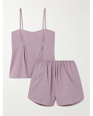 Deiji Studios Pintucked Organic Cotton-Poplin Tank And Shorts Set - Purple