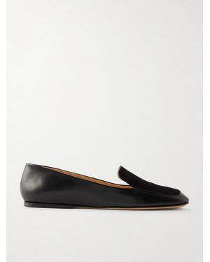 Gabriela Hearst Aveda Suede-Trimmed Leather Loafers - Black