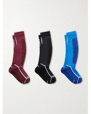 Comme Si Set Of Three Wool-Blend Ski Socks - Blue