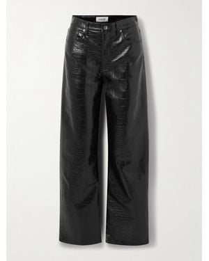 Agolde Arc Croc-Effect Barrel-Leg Pants - Black
