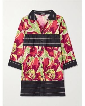 Bode Printed Cotton-Jacquard Mini Shirt Dress - Red