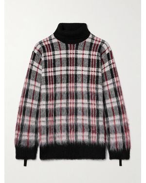 Helmut Lang Checked Brushed Knitted Turtleneck Sweater - Black