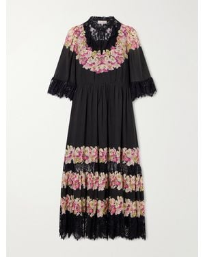 Sea Persephone Floral-Print Cotton-Blend Midi Dress - Black
