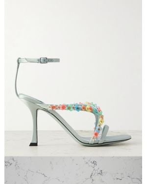 Jimmy Choo Sandales En Satin À Ornements Blanche 90 - Vert