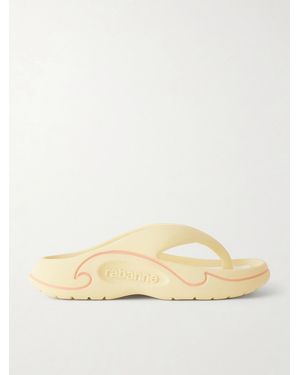 Rabanne 3D Logo-Embossed Thong Sandals - Natural