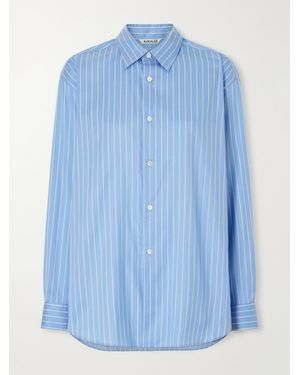 AURALEE Striped Cotton And Silk-Blend Shirt - Blue