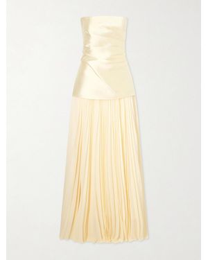 Solace London Claudette Steapless Twill And Chiffon Gown - Natural