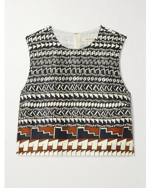 Heirlome Alex Jurado Printed Silk-Satin Tank - Natural