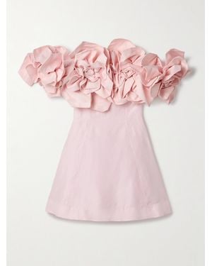 Aje. Etta Off-The-Shoulder Appliquéd Linen-Blend Mini Dress - Pink