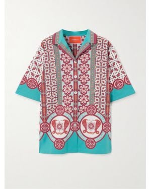 La DoubleJ Printed Cotton-Poplin Shirt - Red