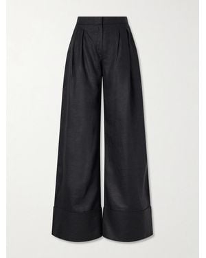ANDRES OTALORA La Promesa Linen Wide-Leg Pants - Blue