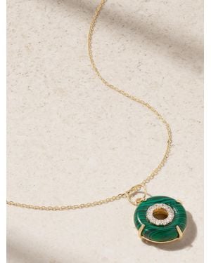 Mateo Donut 14-Karat, Malachite And Diamond Necklace - Natural