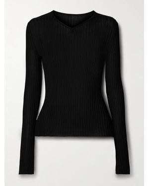 KHAITE Tia Ribbed-Knit Top - Black