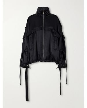 The Attico Deconstructed Satin Bomber Jacket - Blue