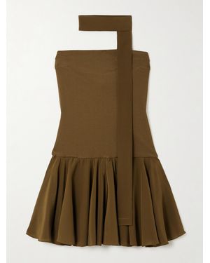 Esse Studios Illi Trägerloses Minikleid Aus Stretch-Strick Und Crêpe De Chine Aus Seide Mit Schal - Grün
