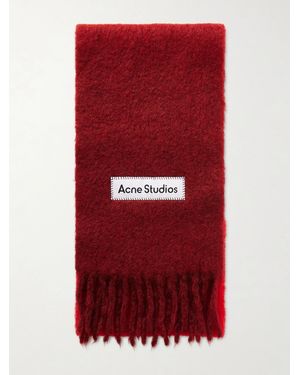Acne Studios Fringed Appliquéd Felt Scarf - Rot