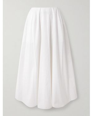 Carven Gathered Cotton-Poplin Midi Skirt - White