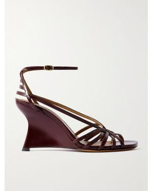 Zimmermann Aura Glossed-Leather Wedge Sandals - Red