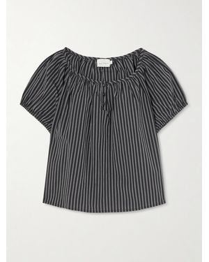 Deiji Studios Striped Organic Cotton-Poplin Top - Black