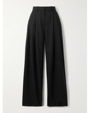 Nina Ricci Pleated Wool-Gabardine Wide-Leg Pants - Black