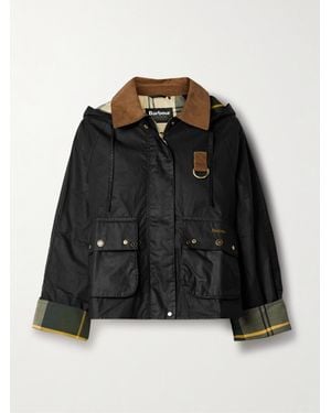 Barbour Erma Hooded Corduroy-Trimmed Waxed-Cotton Jacket - Black