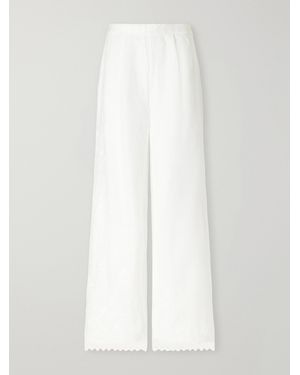Eres Albatre Embroidered Linen Straight-Leg Pants - White