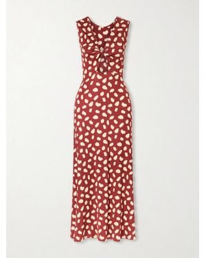 Johanna Ortiz Horizonte Mistico Cutout Printed Jersey Midi Dress - Red