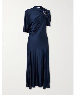 Rabanne Midikleid Aus Satin Mit Verzierung - Blau