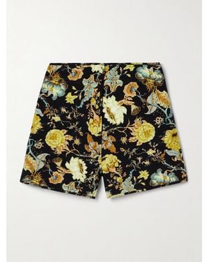 Ulla Johnson Cade Quilted Floral-Print Silk Shorts - Black