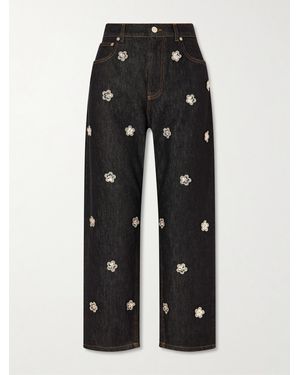 Marni Appliquéd Straight-Leg Jeans - Black