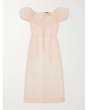 Simone Rocha Gathered Layered Tulle Midi Dress - Natural