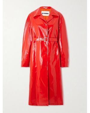 Jil Sander Belted Coated-Linen Trench Coat - Red