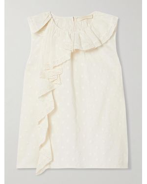 Ulla Johnson Thalia Lace-Trimmed Ruffled Fil Coupé Cotton-Voile Tank - Natural