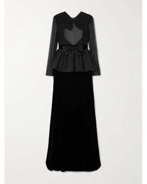 Valentino Garavani Rückenfreie Robe Aus Tüll, Satin Und Samt - Schwarz