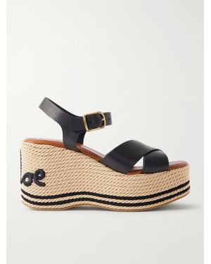 Chloé Leather Platform Espadrilles - Natural