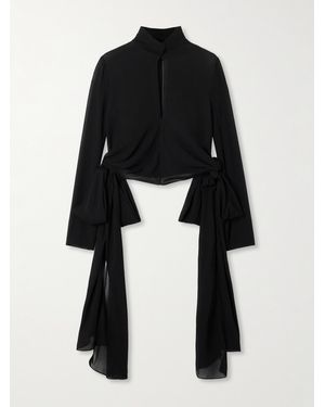 Alaïa Knotted Crepe De Chine Blouse - Schwarz