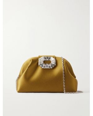 AMINA MUADDI Camelia Crystal-Embellished Satin Clutch - Metallic