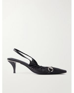 Gucci Vittoria 55 Horsebit-Embellished Leather Slingback Court Shoes - Black