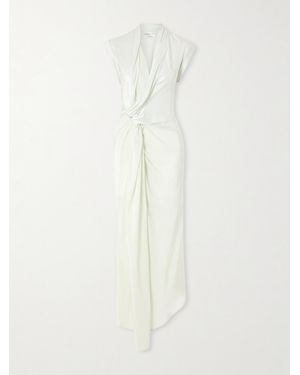 Victoria Beckham Asymmetrisches Maxikleid Aus Satin Mit Twist-Detail - Weiß