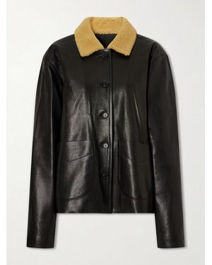 KHAITE Wilson Shearling-Trimmed Leather Jacket - Black