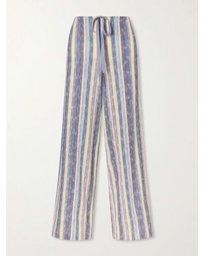 Anna Sui Serape Striped Crocheted Cotton-Blend Wide-Leg Pants - White