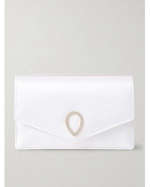 Jennifer Chamandi Le 8 Crystal-Embellished Satin Clutch Bag - White
