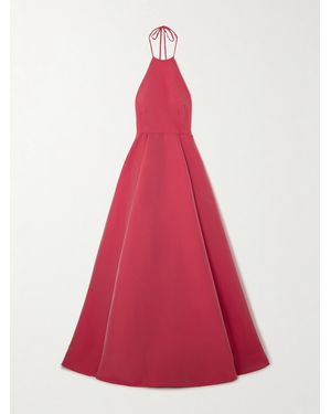 BERNADETTE Delilah Open-Back Taffeta Halterneck Gown - Pink