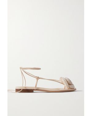 Magda Butrym Crocheted Cotton-Blend And Leather Sandals - Natural