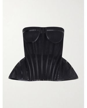 Carolina Herrera Strapless Tulle Bustier Top - Black